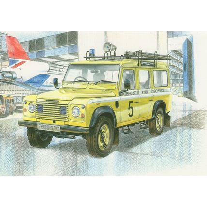 Liverpool Airport Five Service Land Rover Transport Painting Postcard
