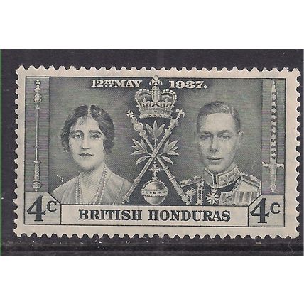 British Honduras 1937 KGV1 4c Coronation Grey Black MM SG 148 ( L1467 )