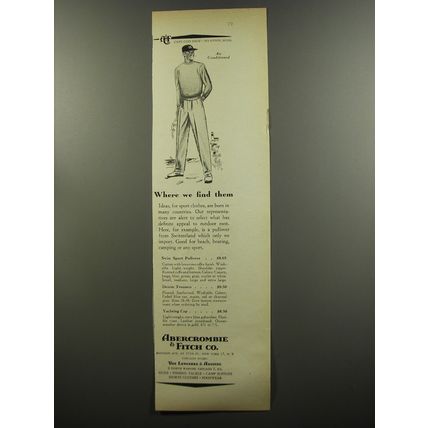 1953 Abercrombie & Fitch Ad - Swiss Sport Pullover; Denim Trousers, Yachting Cap