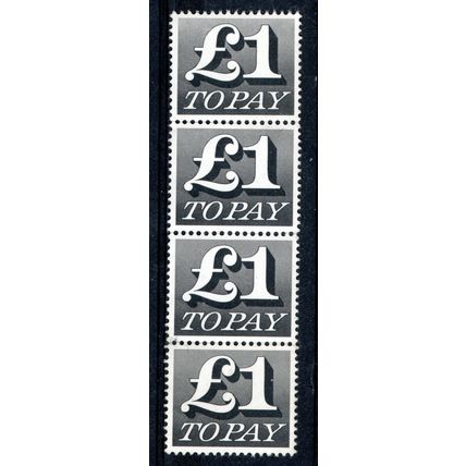 Sg D88 £1 black 1970 Postage Due PO fresh strip of 4 mint never hinged (pds )