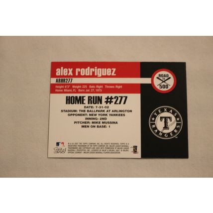Alex Rodriguez 2007 Topps ROAD TO 500 ARHR277 Home Run #277