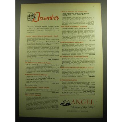 1958 Angel Records Ad - December