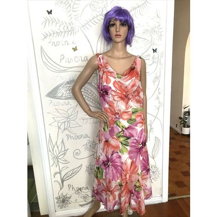 Rockmans designer women floral dress sleeveless size 14