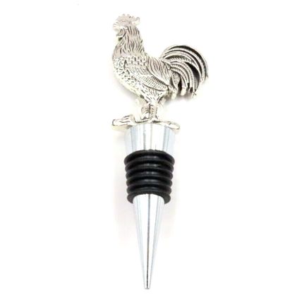 Cockerel Wine Bottle Stopper Metal Silver Colour Gift Home Decor 12.5 CM Wine