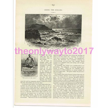 Porth Hellick Bay, Scilly Isles, England, Victorian Book Illustration, 1891