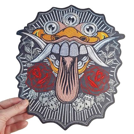 Large Tribal Iron On Patch Motif Embroidered Badge 31 cm x 28 cm Goth Emo P114
