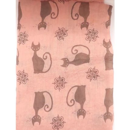Womens Black Cat Scarf Thin Pink 192 cm x 72 cm Comes Boxed Gift Accessory