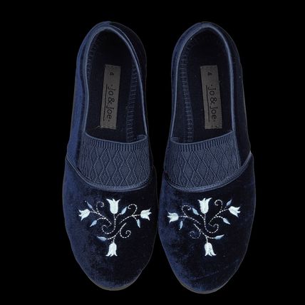 Ladies Navy Blue Slippers with Elastic Front Disabilty Footwear Gift Size 5