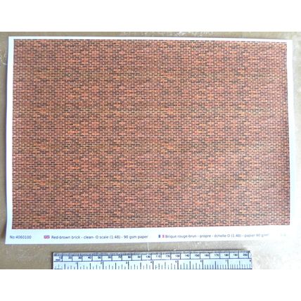 Papier brique rouge/brun pour O gauge - échelle 1:48-feuille A4 (297 x 210 mm)