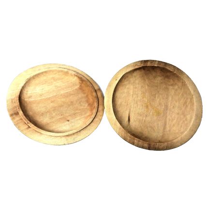 Natural Wood Rice Vegetable Steamer Lidded Bowl Hand Carved Burned Design
