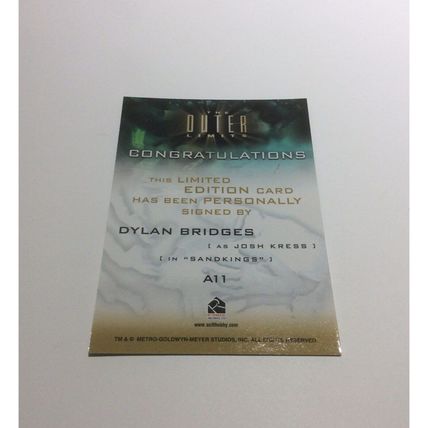 Dylan Bridges Autograph Card #A11 New The Outer Limits from Rittenhouse 2002