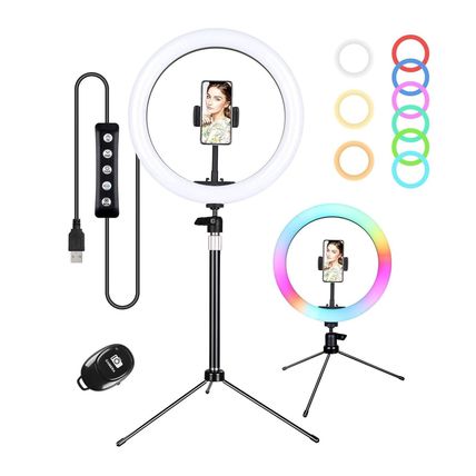 New Zacro 10" RGB Selfie Ring Light with Stand and Phone Holder
