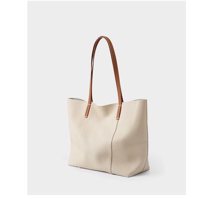 Genuine Leather Women Large Casual Handbag White