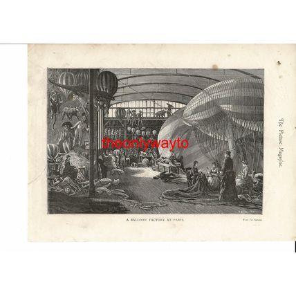 Balloon Factory In Paris, France, Book Illustration (Print), 1893