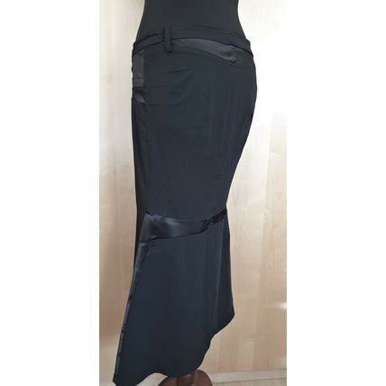 CYL Italy Black Satin Fitted Fluted Unique Vamp Goth Skirt Size S