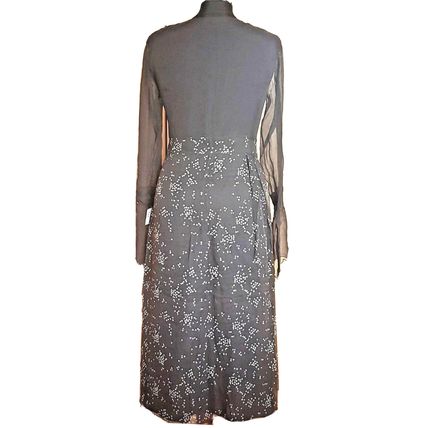 Toni Gard Black Grey Print Silk Dress 10 12 UK