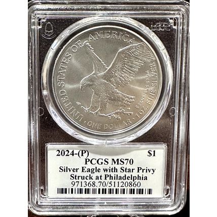 1 Oz Silver Ultra American Eagle 2024-P With Star Privy PCGS MS70