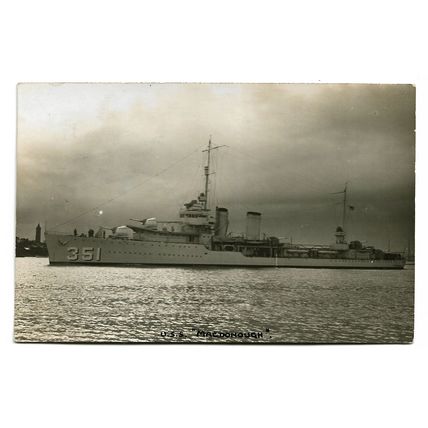 Postcard US Navy USN USS Macdonough Farragut class Wright & Logan 'Rough proof'