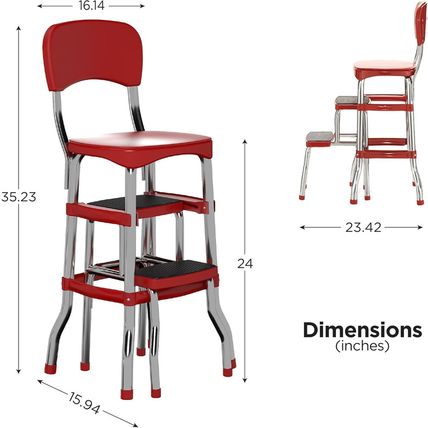 COSCO Stylaire Retro Chair + 2-Step Step Stool with Pull-Out Steps, 7 Ft. 11In M