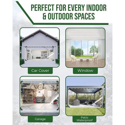Foundgo Clear Tarps Heavy Duty PVC Vinyl 20 Mil Thick Tarpaulin, Glass Tarpaulin