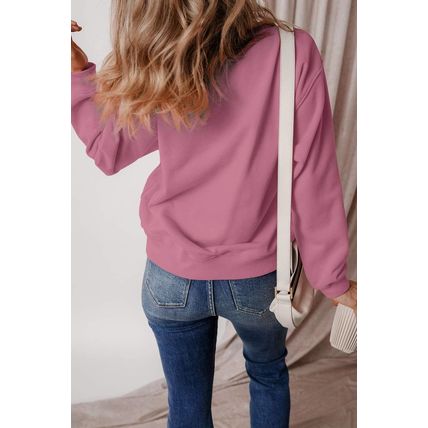 Meadow Mauve Solid Fleece Lined Drop Shoulder Terry Sweatshirt