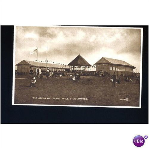 Sussex LITTLEHAMPTON Green & Bandstand Postcard by Valentine (89103)