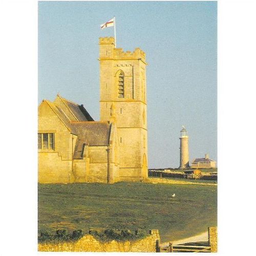 Lundy, Devon - Church & Old Lighthouse - Landmark postcard
