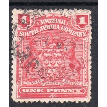 1898 BSAC RHODESIA Sg77 1d red fine used (BDo28)