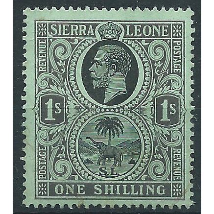 Sierra Leone 1912 SG124a 1/- Black/Green on Blue-Green Back Mounted Mint . ...