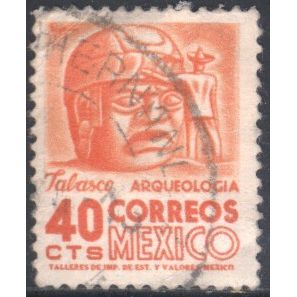 Mexico 1950 - SG880b - 40c orange - Sculpture, Tabasco - used