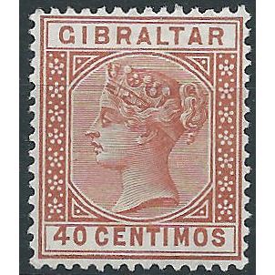 Gibraltar 1889 SG27 40c Orange-Brown Wmk Crown CA Mounted Mint . ..