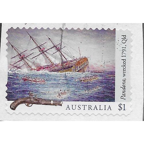 AUS 2017 $1.00 (S/A) 'SHIPWRECKS -PANDORA' ON PAPER FINE USED (EBID25-849)