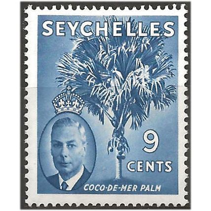 Seychelles 1952 SG160 9c Chalky Blue Mounted Mint . ..