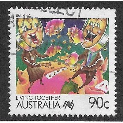 AUS 1988 90c 'LIVING TOGETHER - BANKING' FINE USED (EBID67-229)