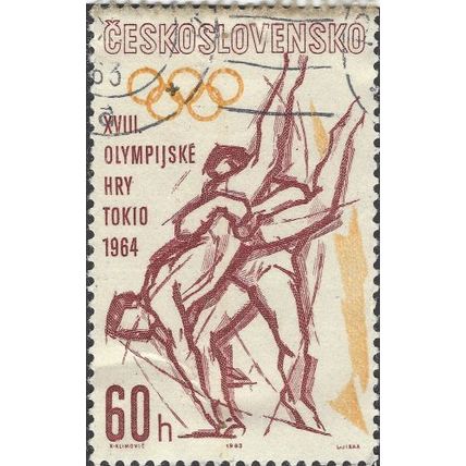 CZECHOSLOVAKIA, OLYMPICS, Tokyo, Wrestling, yellow & brown 1963, 60h, #2