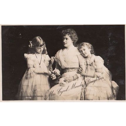 Cyril Maude & Her Daughters Vintage Real Photo Postcard