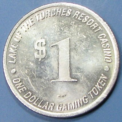 Lake Of The Torches. $1 Casino Token. Lac Du Flanbeau, WI. 18A.