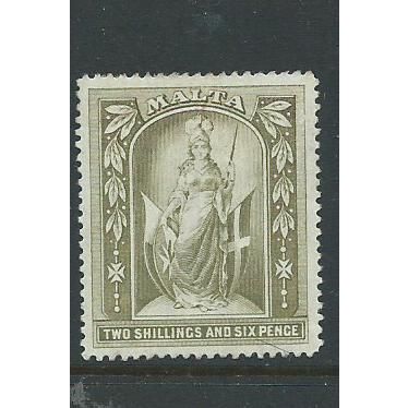 malta stamps hm 1899 sg 34 sg34 2/6d wmk crown cc hm