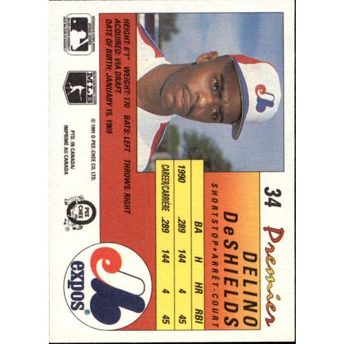 1991 O-Pee Chee Premier Delino DeShields