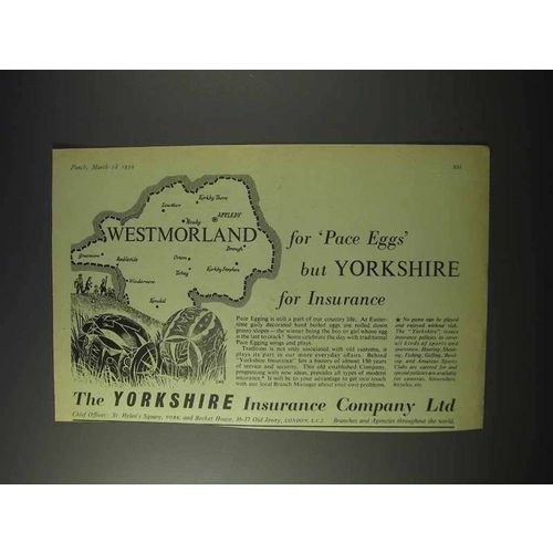 1959 The Yorkshire Insurance Ad - Westmorland Pace Eggs