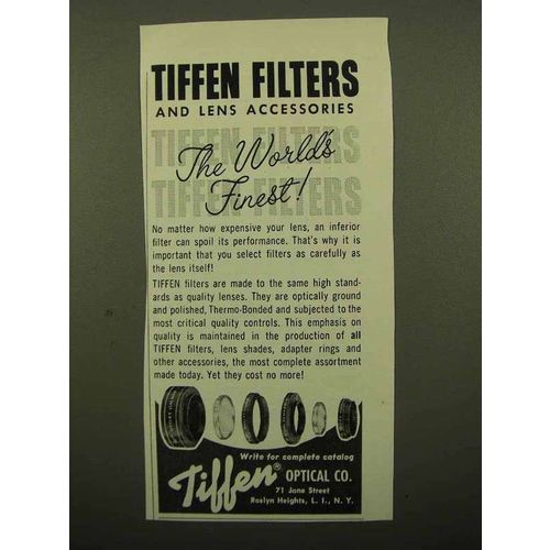 1959 Tiffen Filters and Lens Accessories Ad - Finest