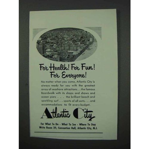 1960 Atlantic City New Jersey Tourism Ad - For Health!