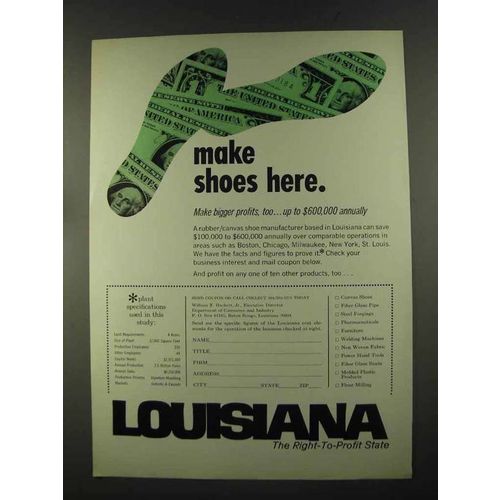 1972 Louisiana Dept. of Commerce Ad - Make Shoes