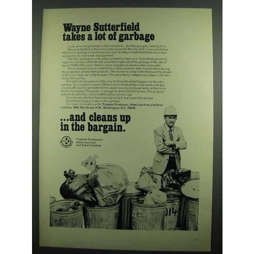 1974 American Iron and Steel Institute Ad - Garbage