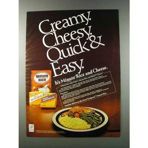 1981 Minute Rice and Kraft Cheese Ad - Creamy Cheesy