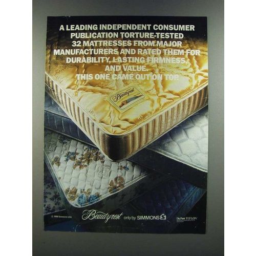 1986 Simmons Beautyrest Mattress Ad - Consumer Publication Torture-Tested