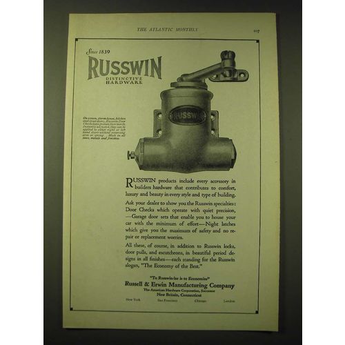 1924 Russwin Door Checks Ad - Russwin Distinctive Hardware