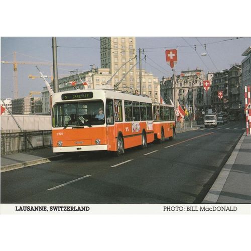 NAW Secheron Electric Articulated Trolly Bus Postcard (B1198)