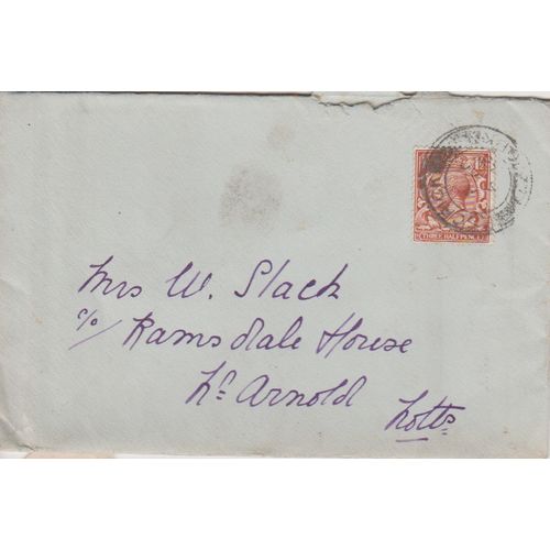 GB 1933 cover from Crick to Arnold Notts nice 1.5d brown stamp see rest