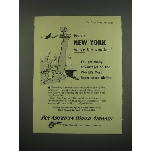 1949 Pan American World Airways Ad - Fly to New York above the weather